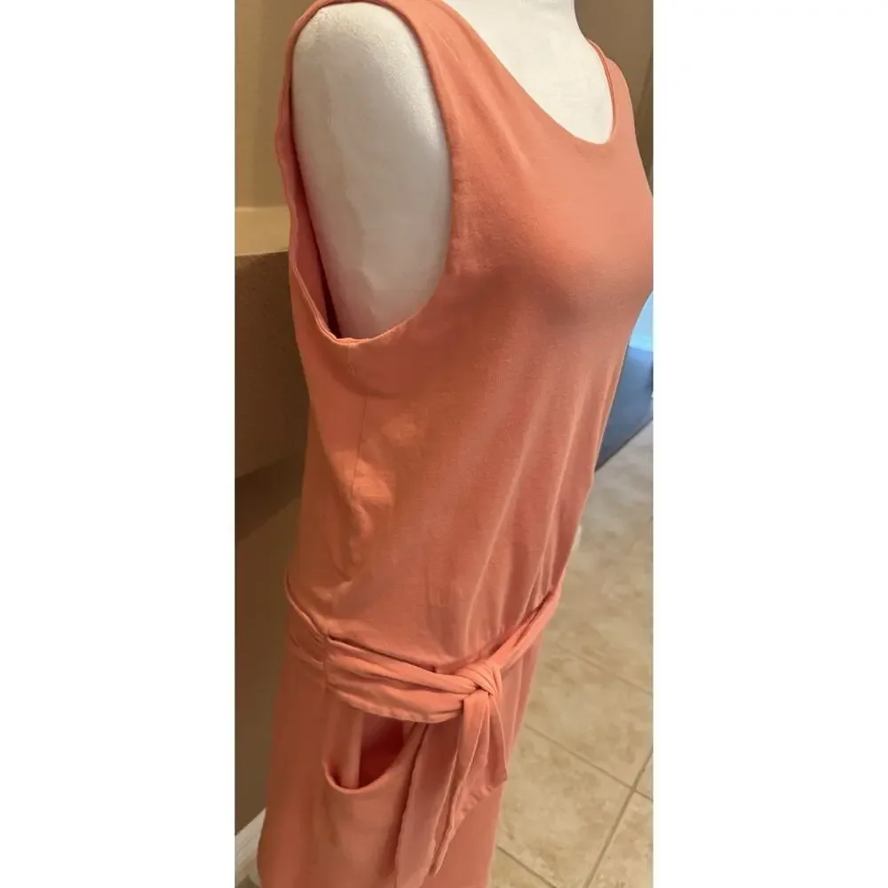Theory Women Orange Peach Coral Casual Cotton Dress Size S - Picture 3 of 8